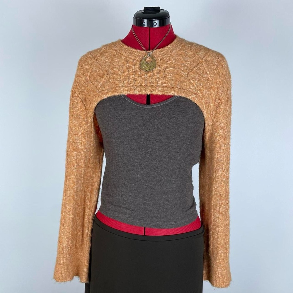 Free People Chunky Knit Cropped Shrug Sweater - Camel